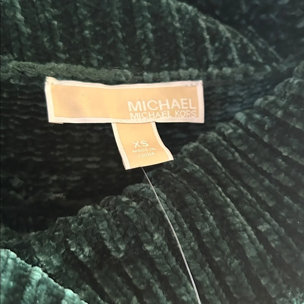 Michael Kors Green Velvet Cowl Neck Sweater XS NWT